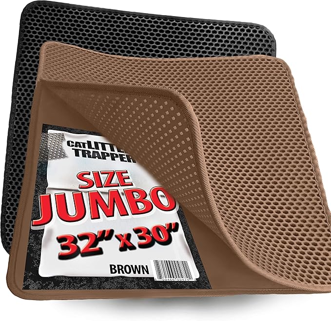 iPrimioJUMBO Size Cat Litter Trapper - EZ Clean (Brown/Tan) - 32 inches by 30 inches/Super Big. Exclusive Water Proof Layer and Puppy Pad Option. Patent Pending.