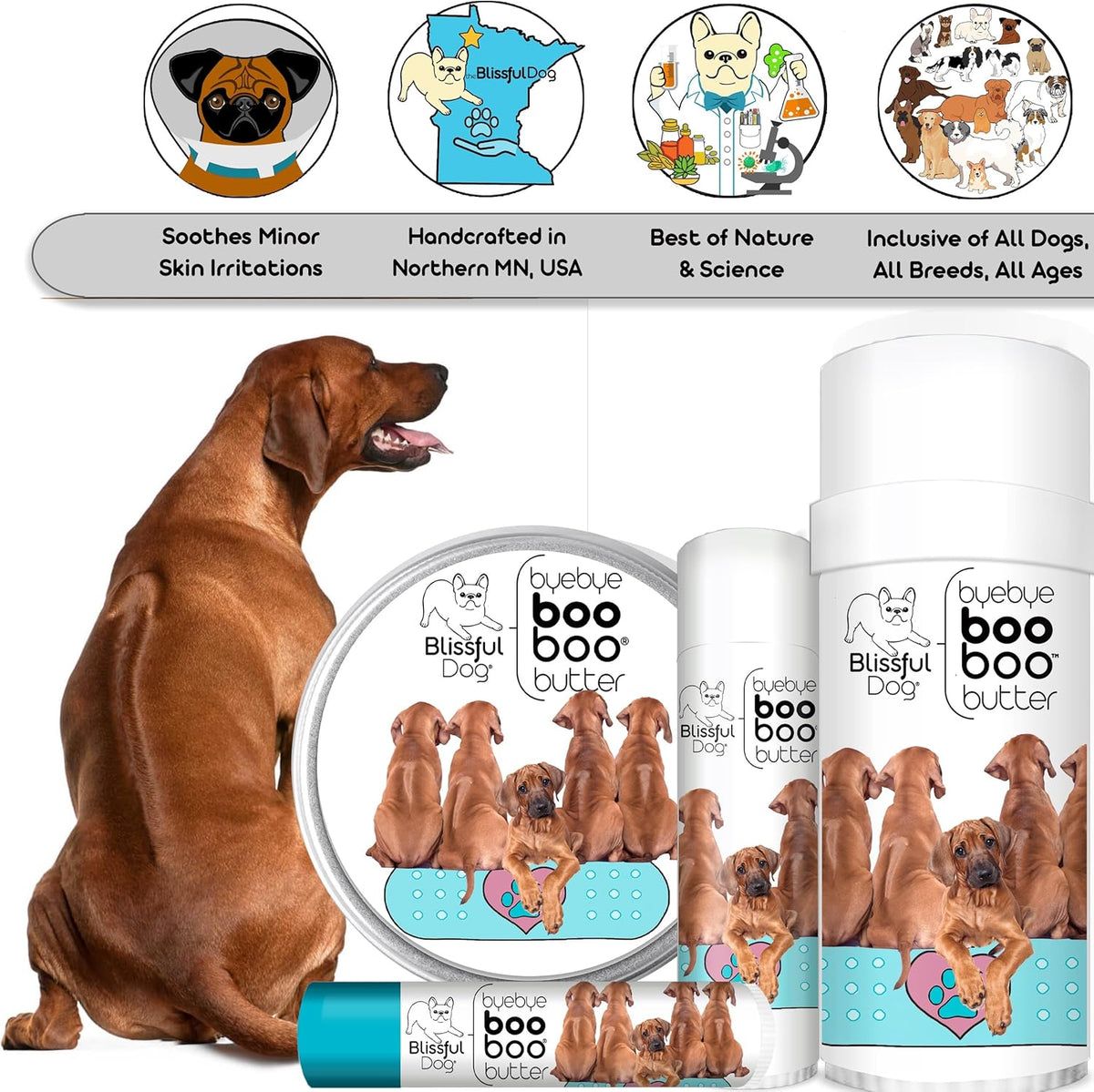 The Blissful Dog 8 oz TIN Rhodesian Ridgeback Booboo Butter