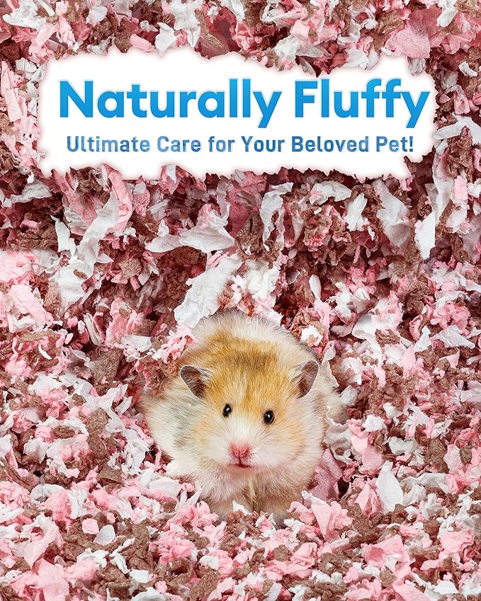BUCATSTATE Hamster Bedding 15L, 99% Dust-Free Guinea Pig Paper Bedding Odor Control Paper Bedding, Cozy Small Animal Bedding for Rabbit Rat Syrian Dwarf Hamsters Gerbils (Blossom)