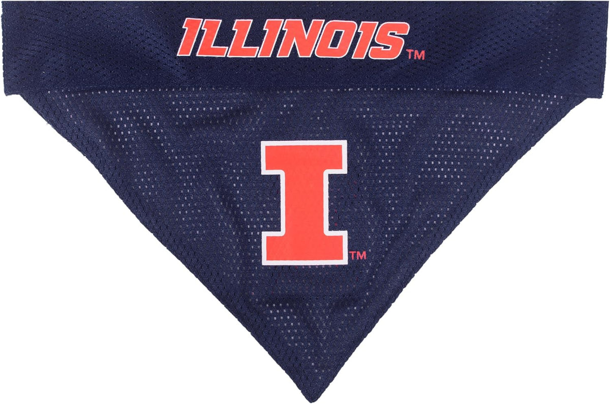Pets First Collegiate Pet Accessories, Reversible Bandana, Illinois Fighting Illini, Large/X-Large