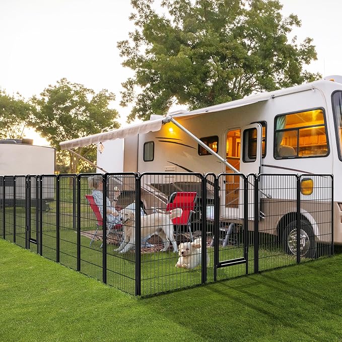 Yaheetech Dog Playpen Outdoor, 47 inch 32 Panels Dog Pen Indoor Heavy Duty Puppy Exercise Pen Metal Pet Fence for RV Camping/Yard/Garden