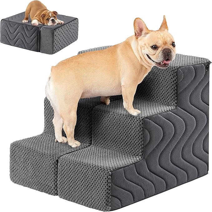 Dog Stairs for Bed, Dog Steps for High Bed, Pet Steps for Small Dogs and Cats, Non-Slip Balanced Pet Ramp Indoor