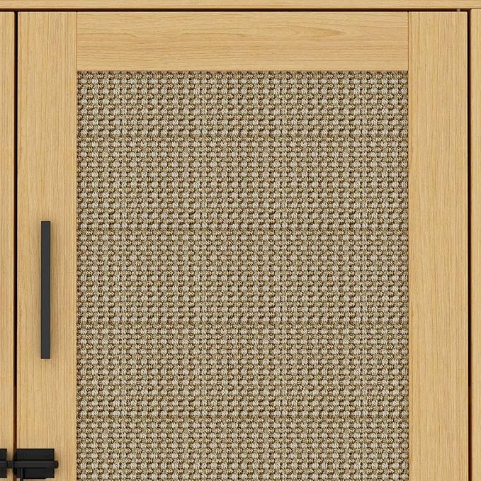 Lovinouse Large Cat Litter Box Enclosure,Hidden Kitty Litter Furniture with Sisal Covered Doors,2-Layer Wooden Cat Washroom Cabinet w/Adjustable Shelf,Side Table for Living Room,Natural