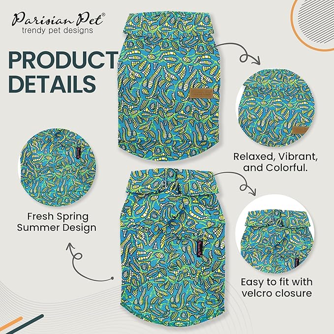 Parisian Pet Tribal Beach Shirt - 100% Cotton Summer Dog Clothes - Stylish Machine Washable Dog Costume - Breathable 2XL