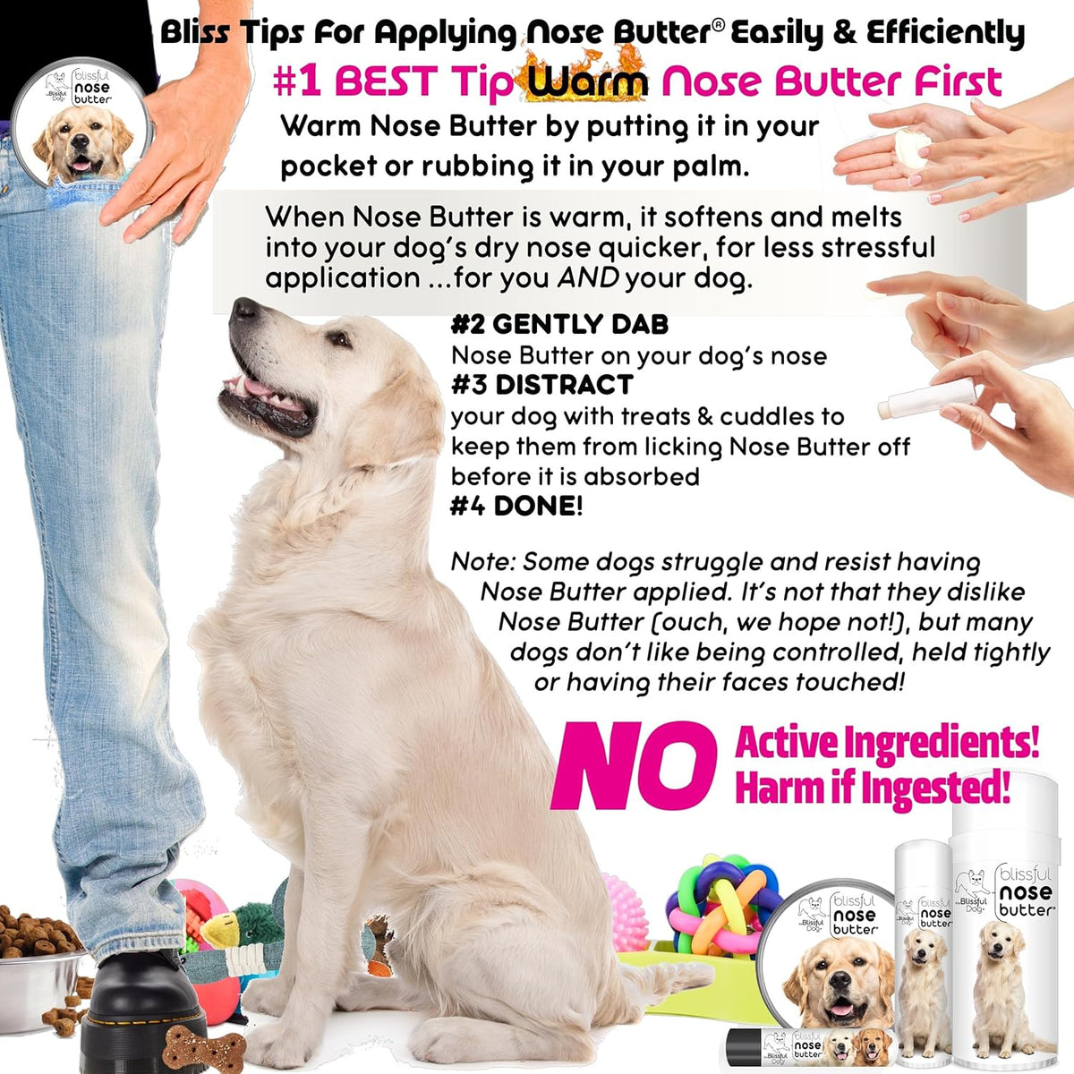 The Blissful Dog Golden Retriever Nose Butter, Versatile Dog Nose Balm for Dry Nose, Handcrafted Nose Moisturizer, Easy-to-Apply Dog Essentials, Unscented, 2 oz.
