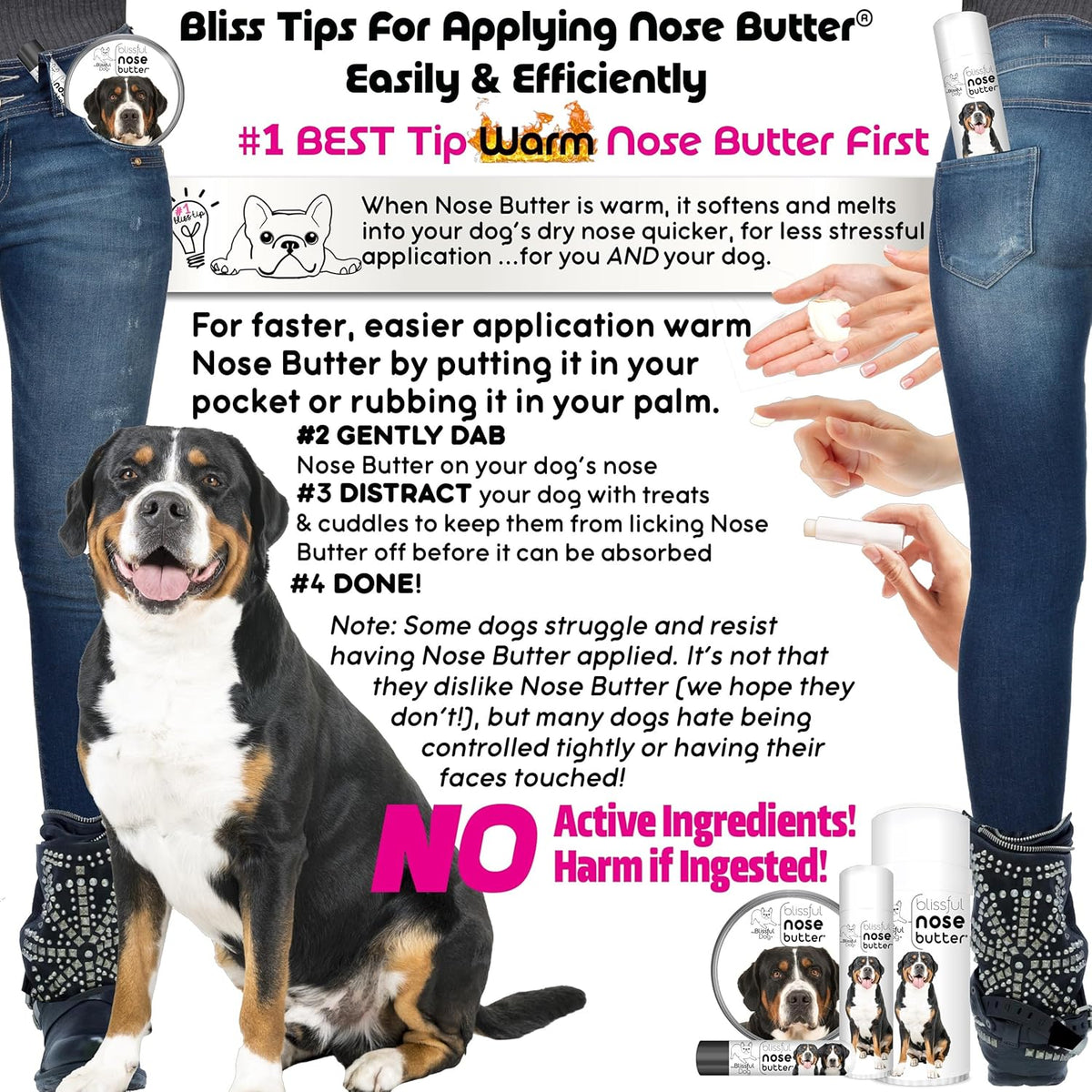 The Blissful Dog Greater Swiss Mountain Dog Unscented Nose Butter - Dog Nose Butter, 4 Ounce