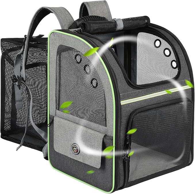 Cat Carrier Backpack, Large Cat Backpack Carrier Soft, Expandable Airline Approved Cat Carrier for Small Dogs Puppies Medium Cats Suitable for Hiking/Camping