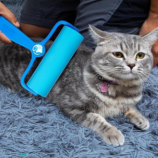 PetLovers EzRoll Reusable Lint Roller - Sticky for Life & Multi-Purpose Pet Hair, Dust, & Lint Remover for Clothing, Upholstery, & Cars - Sustainable, Washable & Efficient (Large)