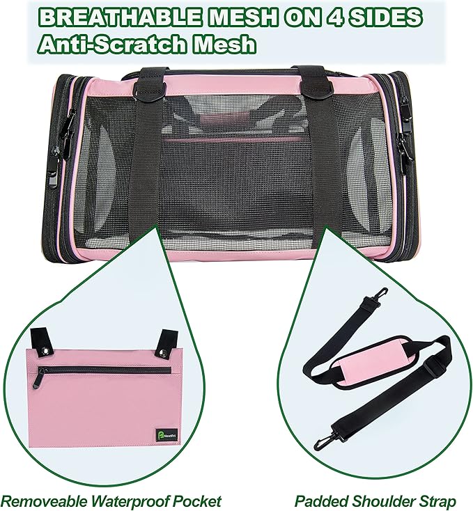 Soft-Sided Pet Carrier for Cats Small Dogs of 15 Lbs Medium Pink