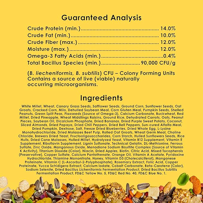 Kaytee Fiesta Conure Food, Nutritious and Fun Blend, Supports Skin, Feather, Digestion, Brain and Heart Health, 4.5 pounds