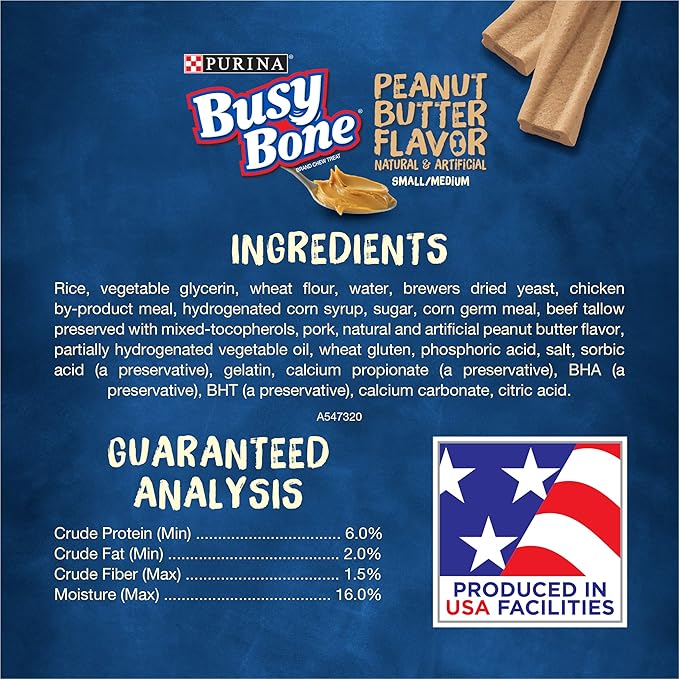Purina Busy Bone Adult Dog Chew Bone Treats, Peanut Butter - 6 ct. Pouch