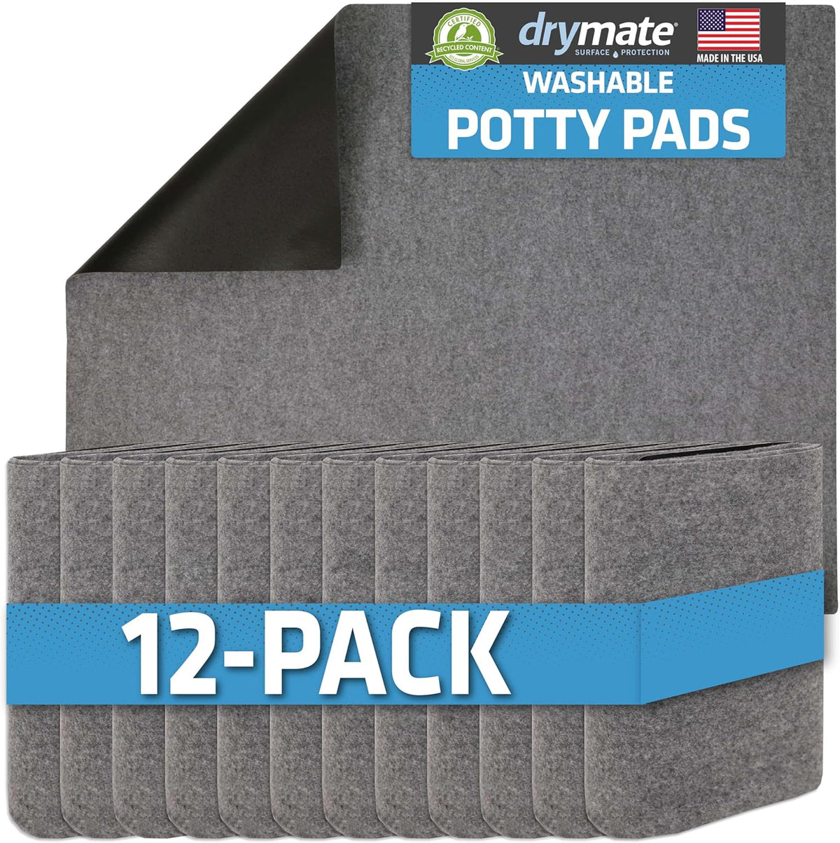 Drymate 12-Pack Washable Pee Pads for Dogs (29x36), Waterproof, Absorbent, Slip-Resistant, Reusable Pet Training Potty Puppy Mats, Housebreaking, Incontinence Bed Pads, Crate, Kennel (USA Made)
