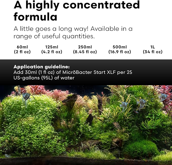 Brightwell Aquatics MicroBacter Start XLF - Concentrated Freshwater Nitrifying Bacteria - Quick Start Fish Tank Starter, Lift Microbe Levels & Water Filtering - Aquarium Water Treatments, 4.22 fl oz
