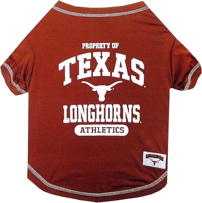 Pets First Collegiate Texas Longhorns Dog T-Shirt, X-Large. - Licensed Shirt for Pets Team Colored with Team Logos.- Premium Stretchable Materials for The Comfrot of Your Dog & Cat.