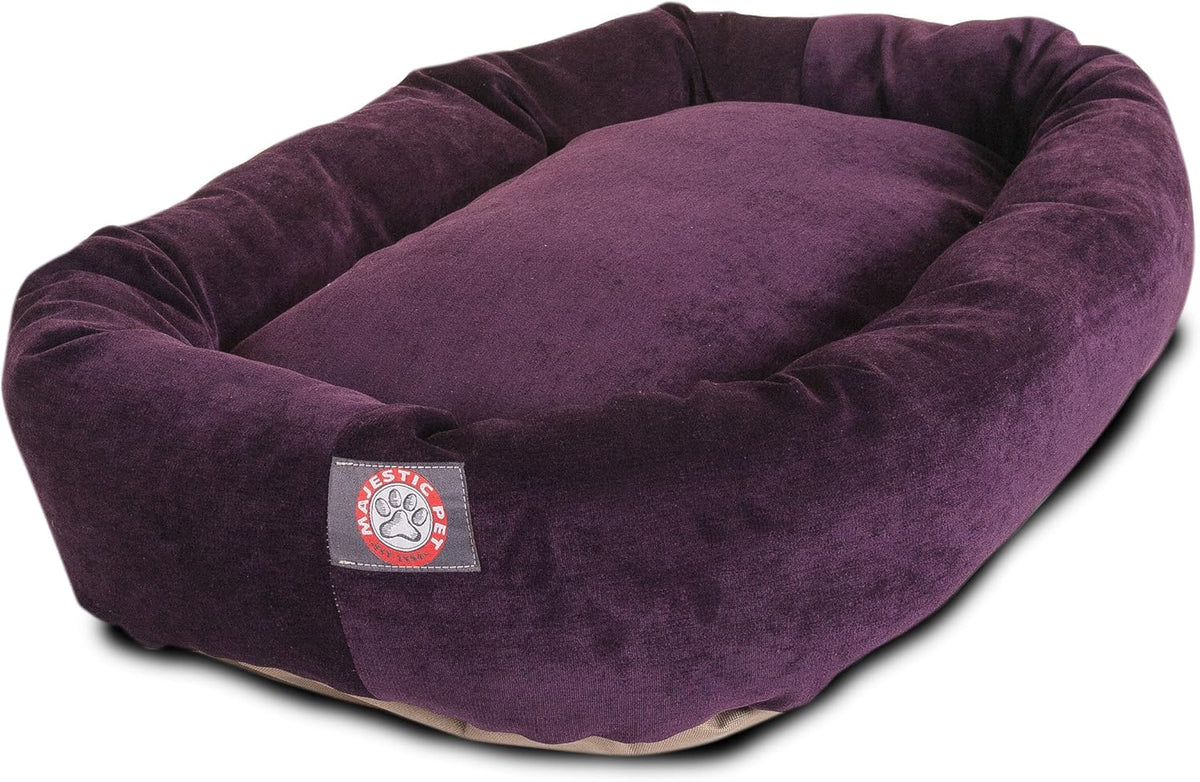 Majestic Pet Villa 52 Inch Shredded Memory Foam Dog Bed for X-Large Sized Dogs 52x35x11 Inch–Orthopedic Dog Bed with Removable Washable Cover-Washable X-Large Pet Bed with Head Support-Aubergine