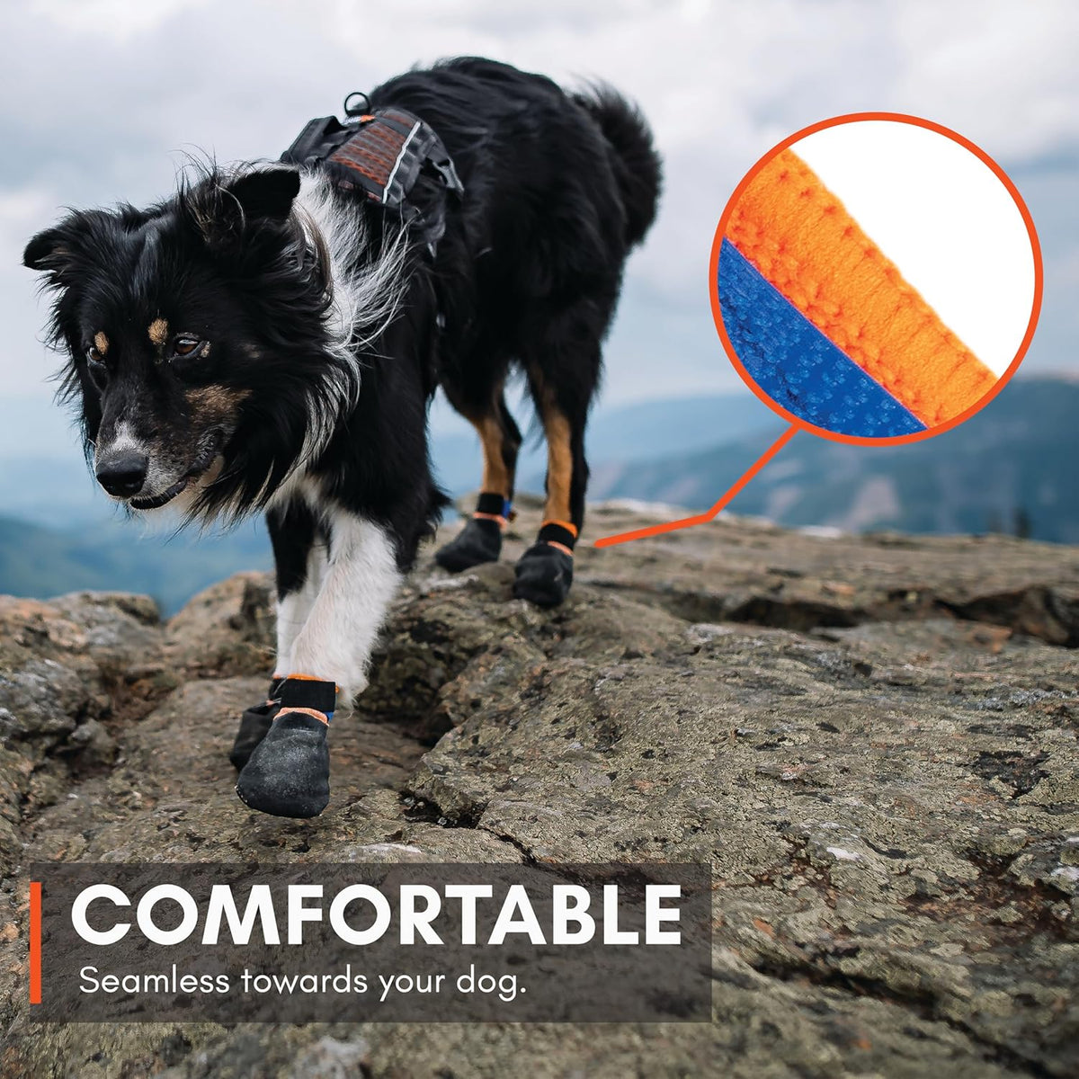 Non-stop dogwear Protector Booties, 4-Pack of Dog Booties for Hot Pavement and Rough Surfaces with Anti-Slip, Waterproof and Comfortable for Medium Dogs