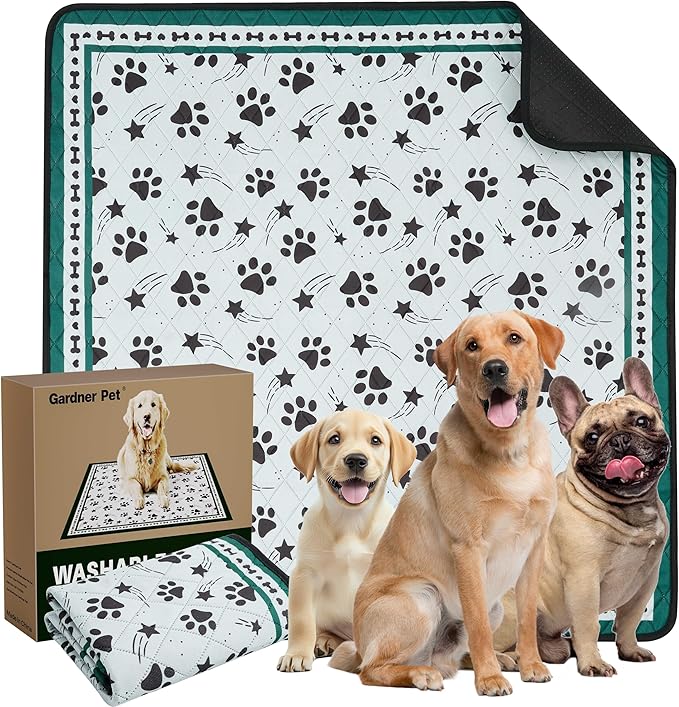 Gardner Pet Washable Dog Pee Pads, 72'' x 72'' Non Slip Dog Mats with Great Urine Absorption, Reusable Puppy Pee Pads for Potty Training - 1 Pack