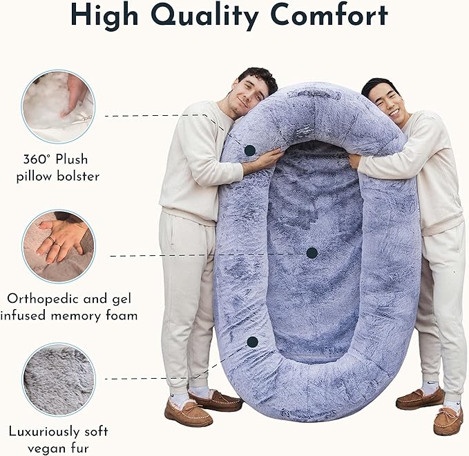 Plufl, The Original Human Dog Bed for Adults, Kids, and Pets. As Seen on Shark Tank. Comfy Plush Large Bean Bag with Memory Foam, Machine Washable, and Durable. Perfect nap and Floor Bed - Pink