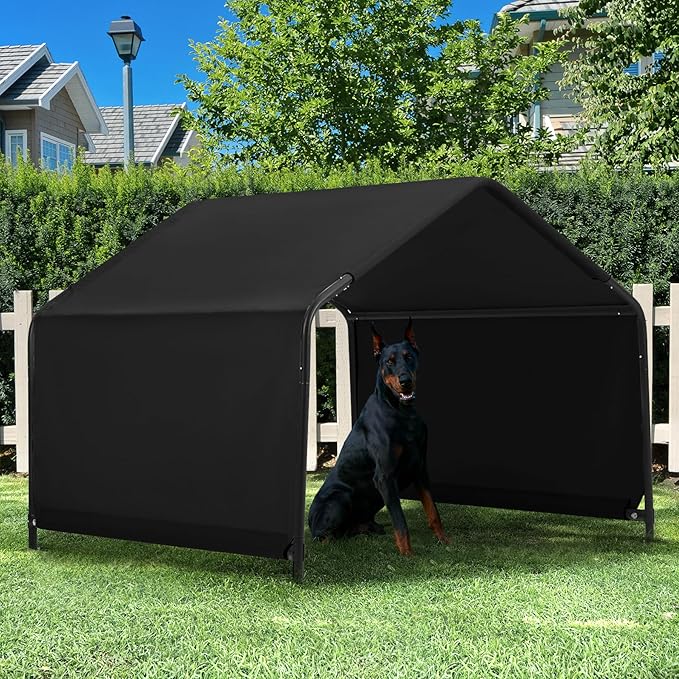 Dog Shade Shelter Outdoor 4'x4'x3' Tent for Large Medium Dogs, Outside Sun Rain Canopy Pet House for Cats Pigs Livestock with Waterproof Roof Ground Nails,Black