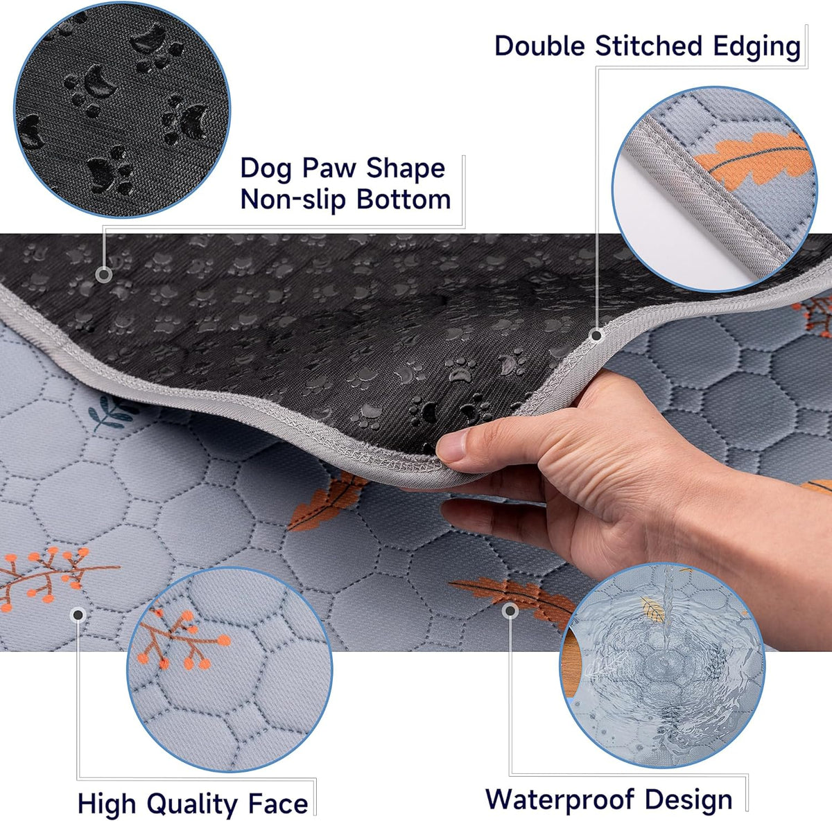 Sunheir Washable Pee Pads for Dogs Extra Large 48" x 60" 2-Pack, Reusable Puppy Pads Pet Training Pads for Dog Playpen Indoor, Waterproof Dog Pee Pads for Puppy Playpen, Whelping Pad - Light Grey