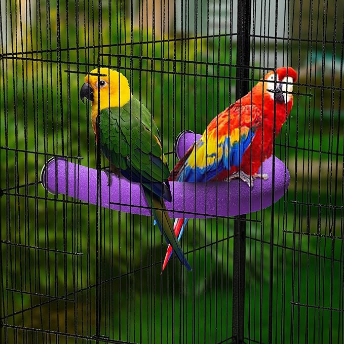 U Shape Parrot Perch Stand Toy Bird Platform Sand Paw Grinding Clean Stick Exercise Conure Budgie Cockatiel Cage Accessories (Purple)