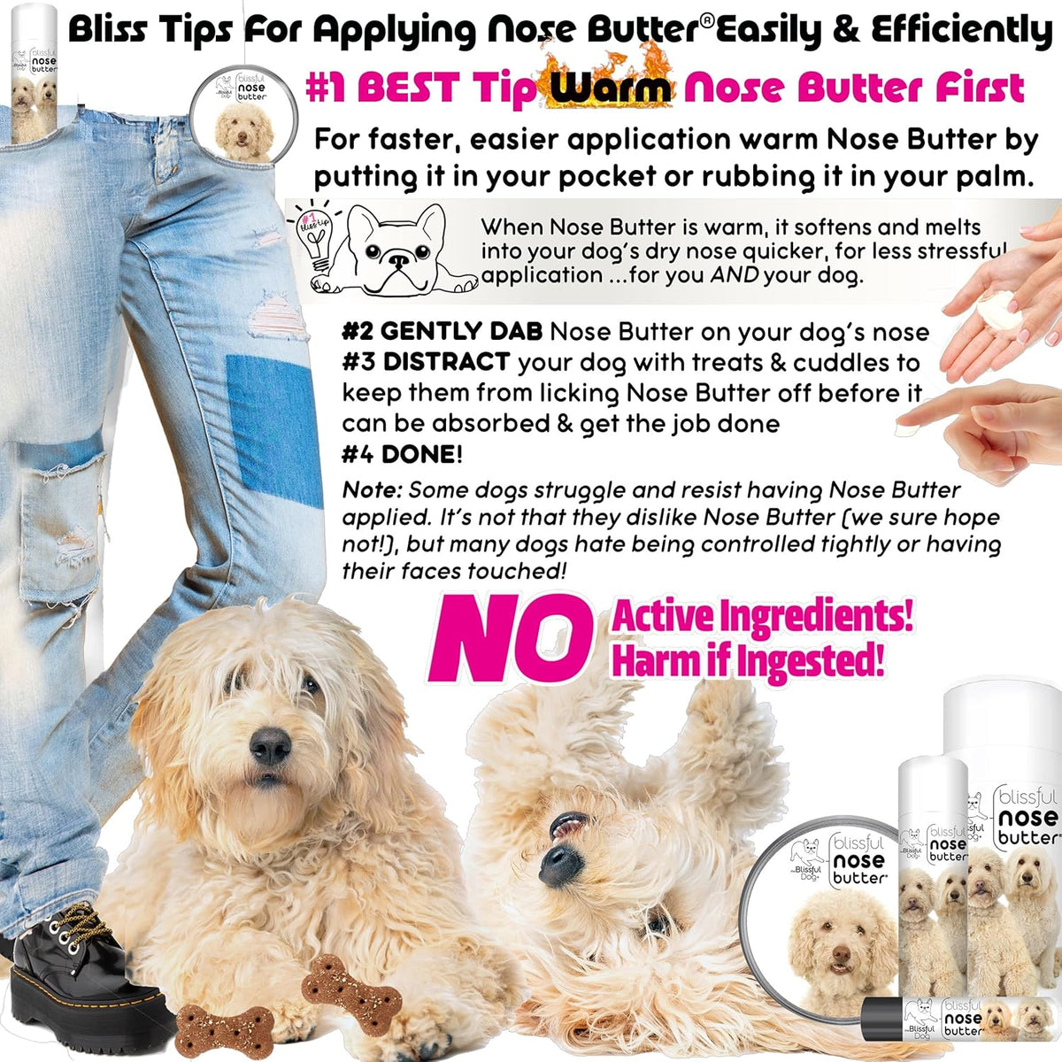 The Blissful Dog Goldendoodle Unscented Nose Butter - Dog Nose Butter, 0.50 Ounce