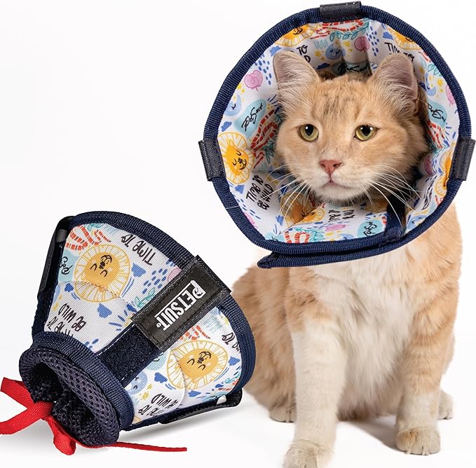 Cat Cone Collar – Colorful Cat Pattern - Lightweight Recovery Cone for Cats, Anti-Lick & Anti-Scratch, Vet Recommended, Elizabethan Collar (Colorful, XXS [Neck Girth: 7.5"-10.3"])