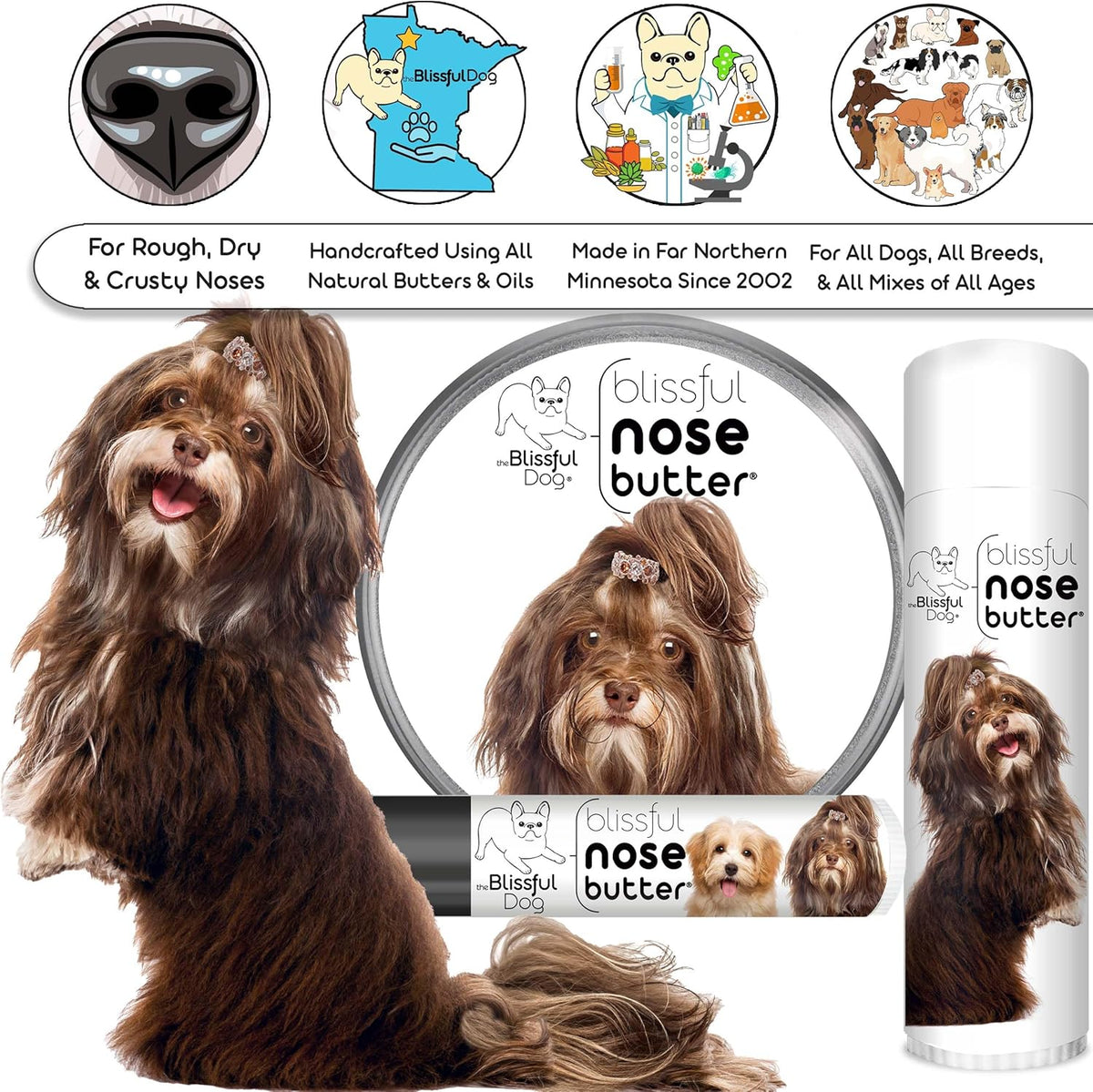 The Blissful Dog Havanese Unscented Nose Butter - Dog Nose Butter, 4 Ounce