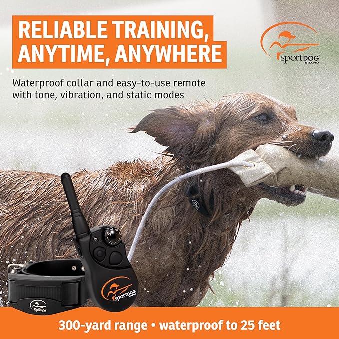 SportDOG YardTrainer 300 Remote Trainer - Off-Leash Safety Tool - Quick-Charge - Waterproof DryTek Technology - Compact E-Collar - Remote Dog Collar - 300-Yard Range