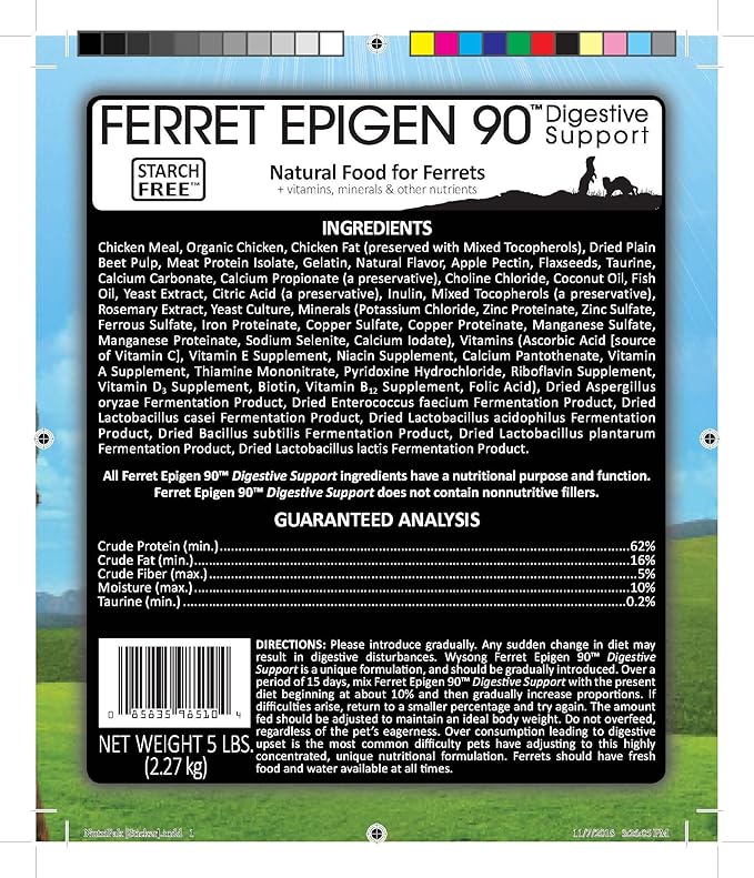 Wysong Ferret Epigen 90 Digestive Support - Dry Ferret Food - 5 Pound Bag(Pack of 1)