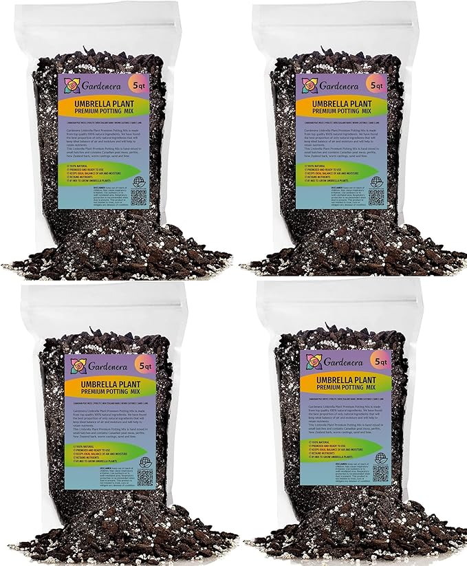 Gardenera Umbrella Plant Premium Potting Mix - 20 Quart - Nourish Your Plants with Nature's Finest Ingredients (4 Bags of 5 QT)