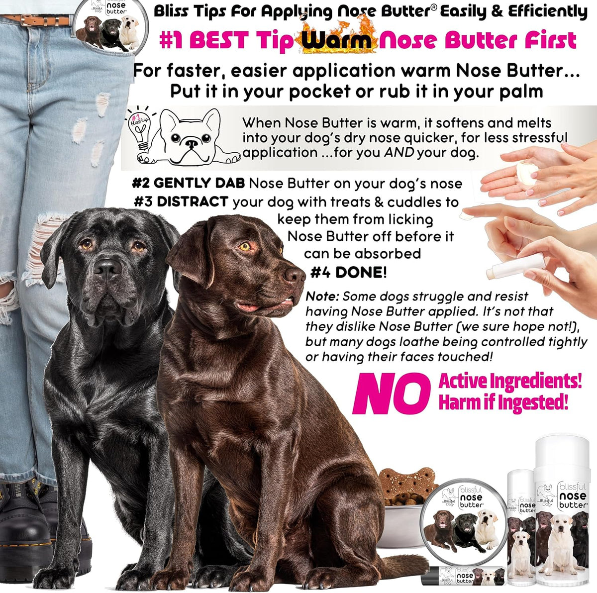 The Blissful Dog Labrador Retriever Nose Butter, Versatile Dog Nose Balm for Dry Nose, Handcrafted Nose Moisturizer, Easy-to-Apply Dog Essentials, Unscented, 2 oz.