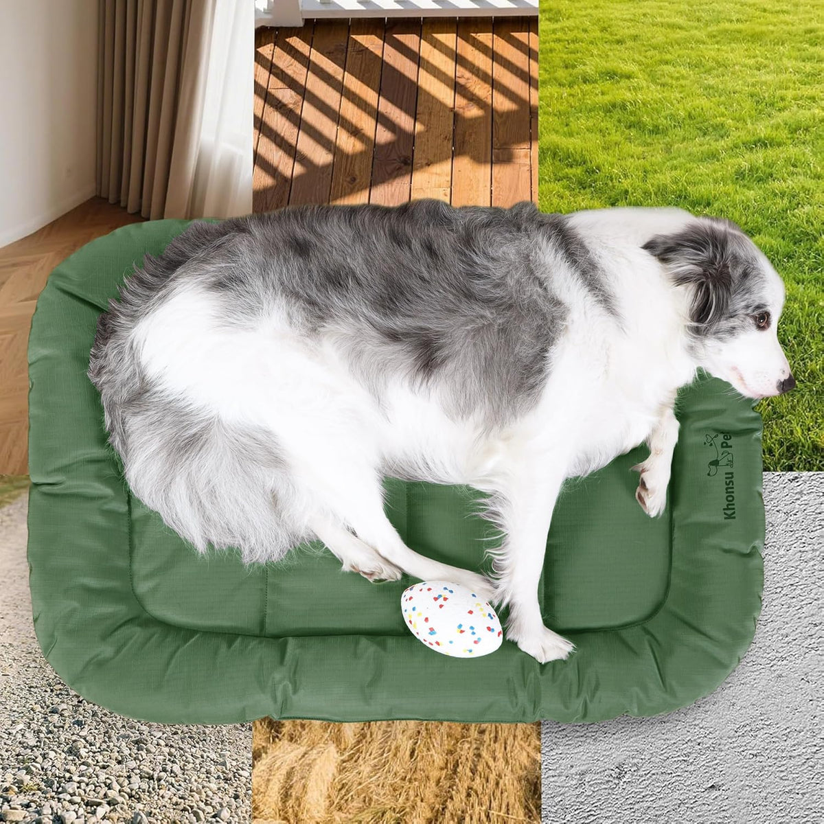 KHONSU PET Durable Dog Bed Tough and Tear Proof Dog Crate Bed, 800lbs Tear Strength PVC-Backed Waterproof Ped Bed Mat Indoor & Outdoor Use for Dogs up to 35 lbs