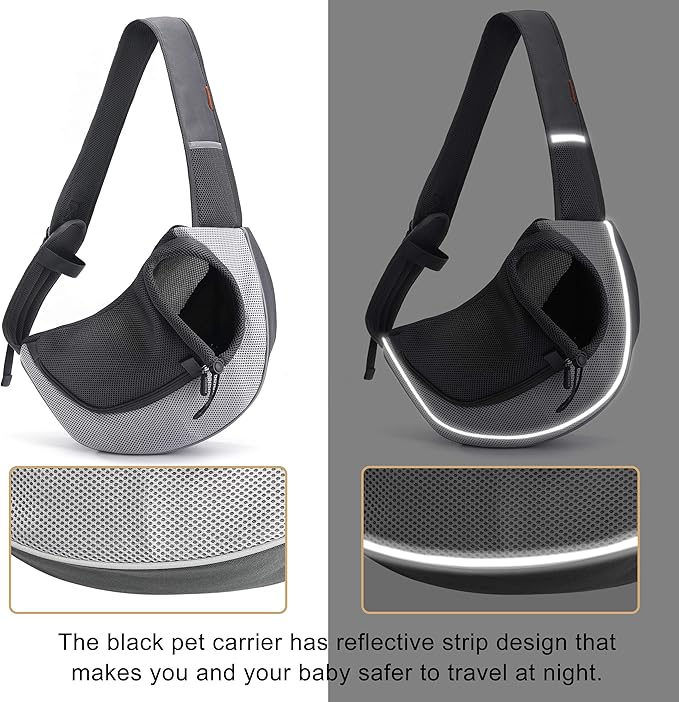 FDJASGY Pet Sling Carrier for Small Dogs Cats,Breathable Mesh Travelling Hand Free Puppy Backpack with Pouch and Adjustable Strap Carrier