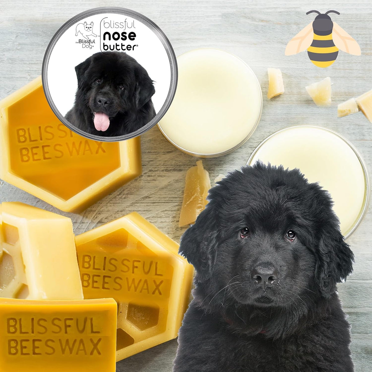 The Blissful Dog Newfoundland Nose Butter for Dry, Cracked Skin, Lick-Safe Dog Nose Balm with Moisturizing Shea Butter, Almond, Olive, and Essential Oils, Pet Supplies, Uncented, 1 oz.
