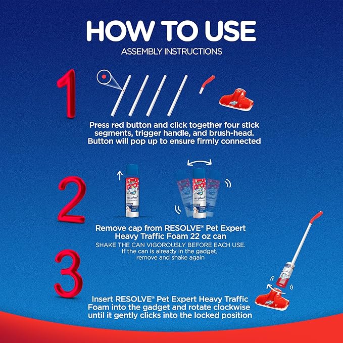 Resolve Pet Expert Easy Clean Carpet Foam Spray Refill, 2 Piece Set, Stain and Odor Remover Solution