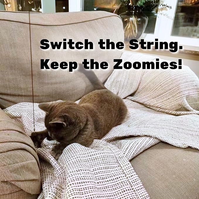 Replacement Strings for Cat Wand Toy - 3-Pieces - Chew-Proof Metal Wire and 2 Durable Paracord Strings - Heavy Chewers Pack Cat Wand Toy Refill Strings with Universal Clasps for All Lures