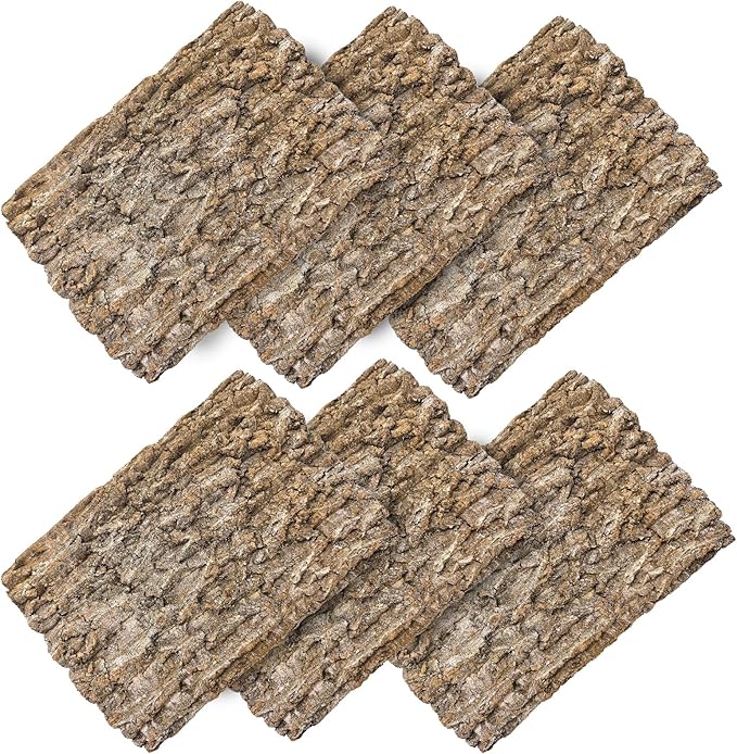 6PCS Cork Terrarium Background 15.7x11.8in Natural Large Cork Bark Backdrop Reptile Climbing Mat Tank Habitat Decor for Spider Lizard Chamelon Turtle Beared Dragon