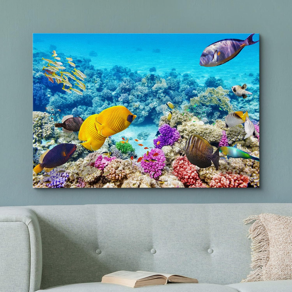 wall26 Canvas Print Wall Art Tropical Underwater Ocean Sea Fish Reef Nature Animals Photography Realism Rustic Scenic Landscape Wilderness Earth Colorful for Living Room, Bedroom, Office - 16"x24"