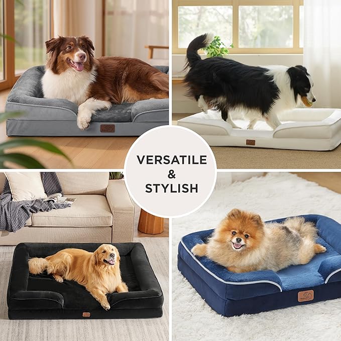 Bedsure XXL Orthopedic Dog Bed for Extra Large Dogs - Washable Giant Dog Cat Bed Waterproof, Comfort Dogs Couch Sofa with Washable Removable Cover, Pet Bed with Nonskid Bottom, Brown, 52"