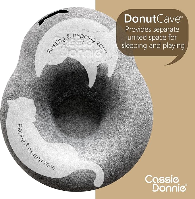Premium Cat Bed caveTunnel Hiding Places for Indoor Cats(Large) Houses & Condos. Washable100% Nontoxic Eco-Friendly. Spaciousfor 2 Cats
