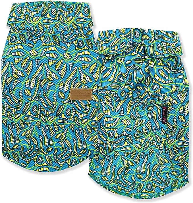 Parisian Pet Tribal Camp Beach Outfit - 100% Cotton Summer Clothes - Stylish Dog Costume - Breathable and Cool Pet Clothing - Machine Washable Shirts for Medium Dogs - M