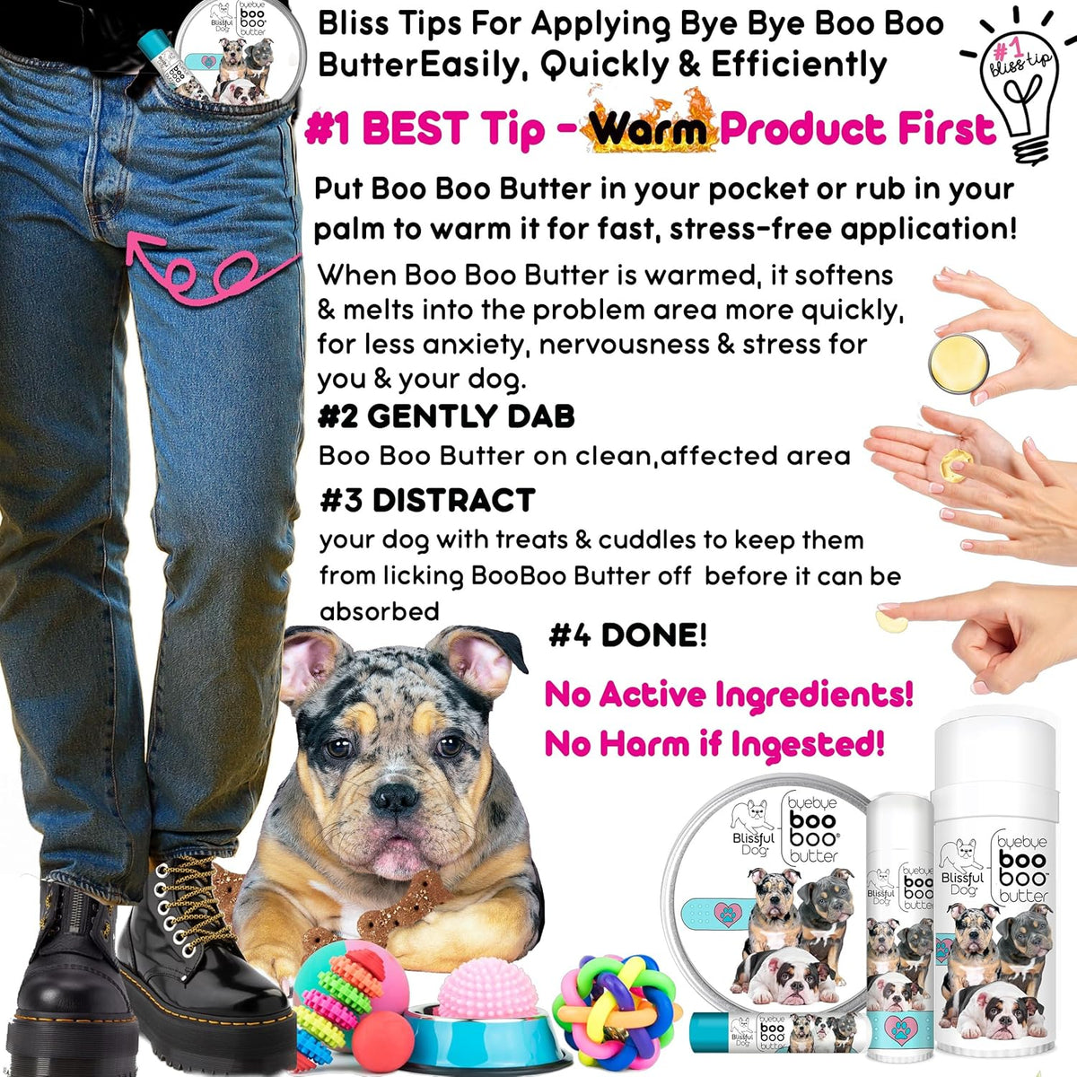 The Blissful Dog Olde English Bulldogge Boo Boo Butter Soothes Minor Skin Issues, 16 oz.