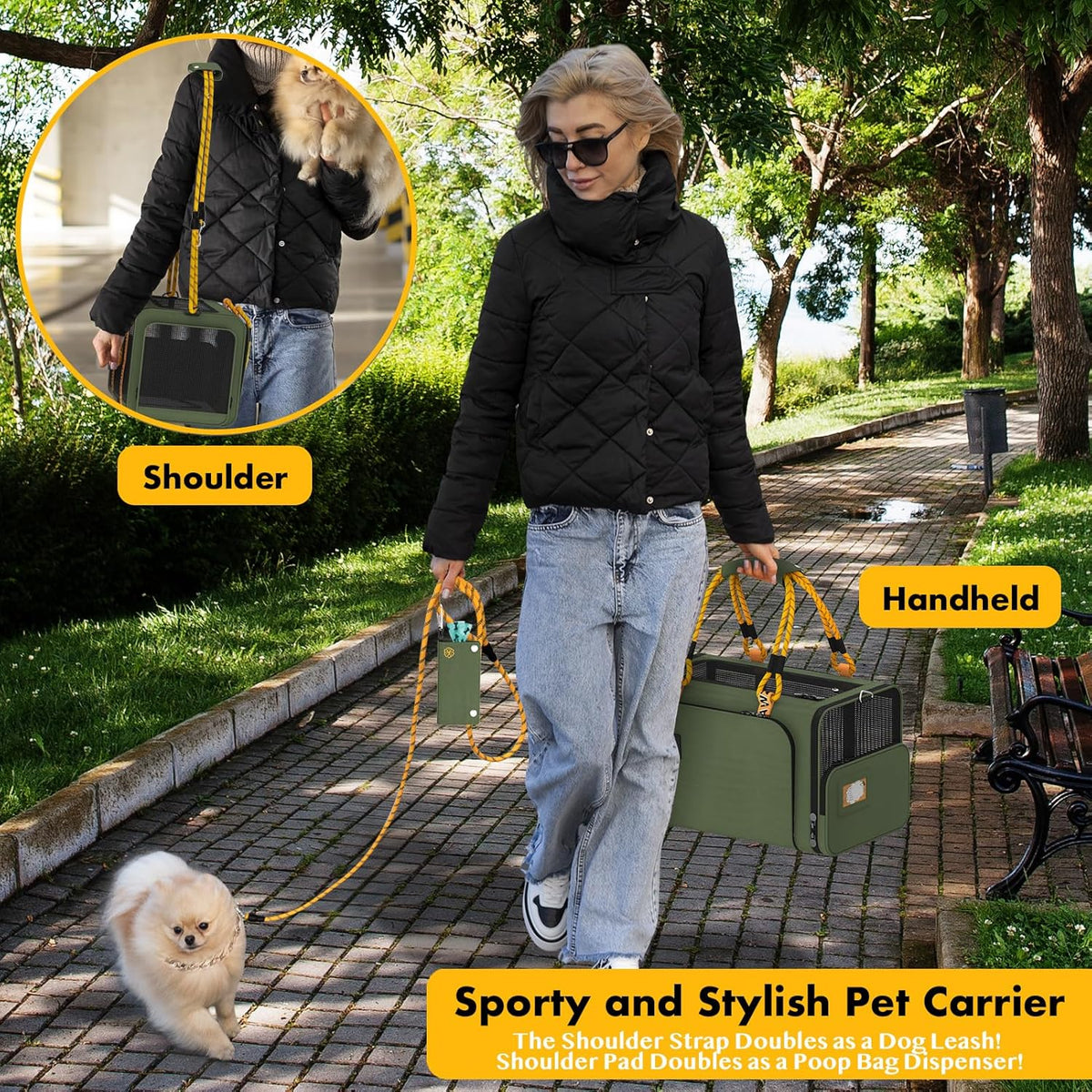 PAWZIDEA Expandable Soft-Sided Pet Carrier 18″×11″×11″, TSA Airline Approved Travel Bag for Small Dog & Animal, Top-Load Large Cat Carrier Under Seat 2 Cats, Collapsible Puppy Carry ID Tag, Up to 16lb