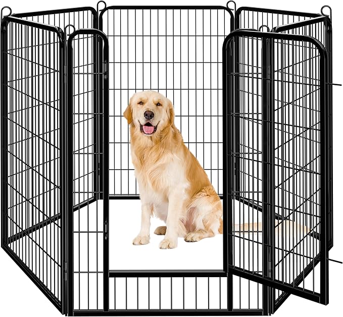 Yaheetech Dog Playpen Outdoor, 47 inch 6 Panels Dog Pen Indoor Heavy Duty Puppy Exercise Pen Metal Pet Fence for RV Camping/Yard/Garden