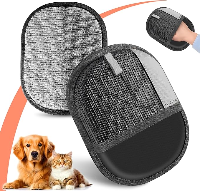 Pet Hair Remover Gloves for Cats & Dogs, Electrostatic Pet Hair Removal Gloves Brush for Pets Hair, Upgraded Animal Fur Removal Tool, Reusable Cats & Dogs Grooming Gloves for Hair Removal (1)