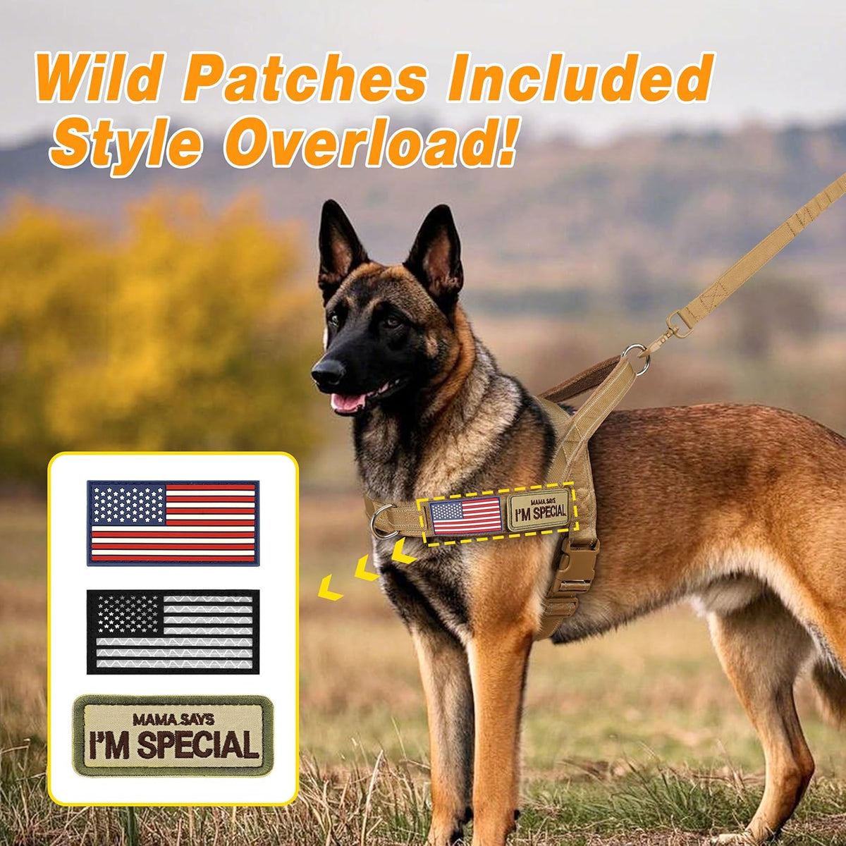 Forestpaw No Pull Dog Harness - Soft Flannel Padded Tactical Dog Vest Harness with Quick Release Buckle, Adjustable Reflective Pet Harness for Large Dogs Walking Training,Brown XL