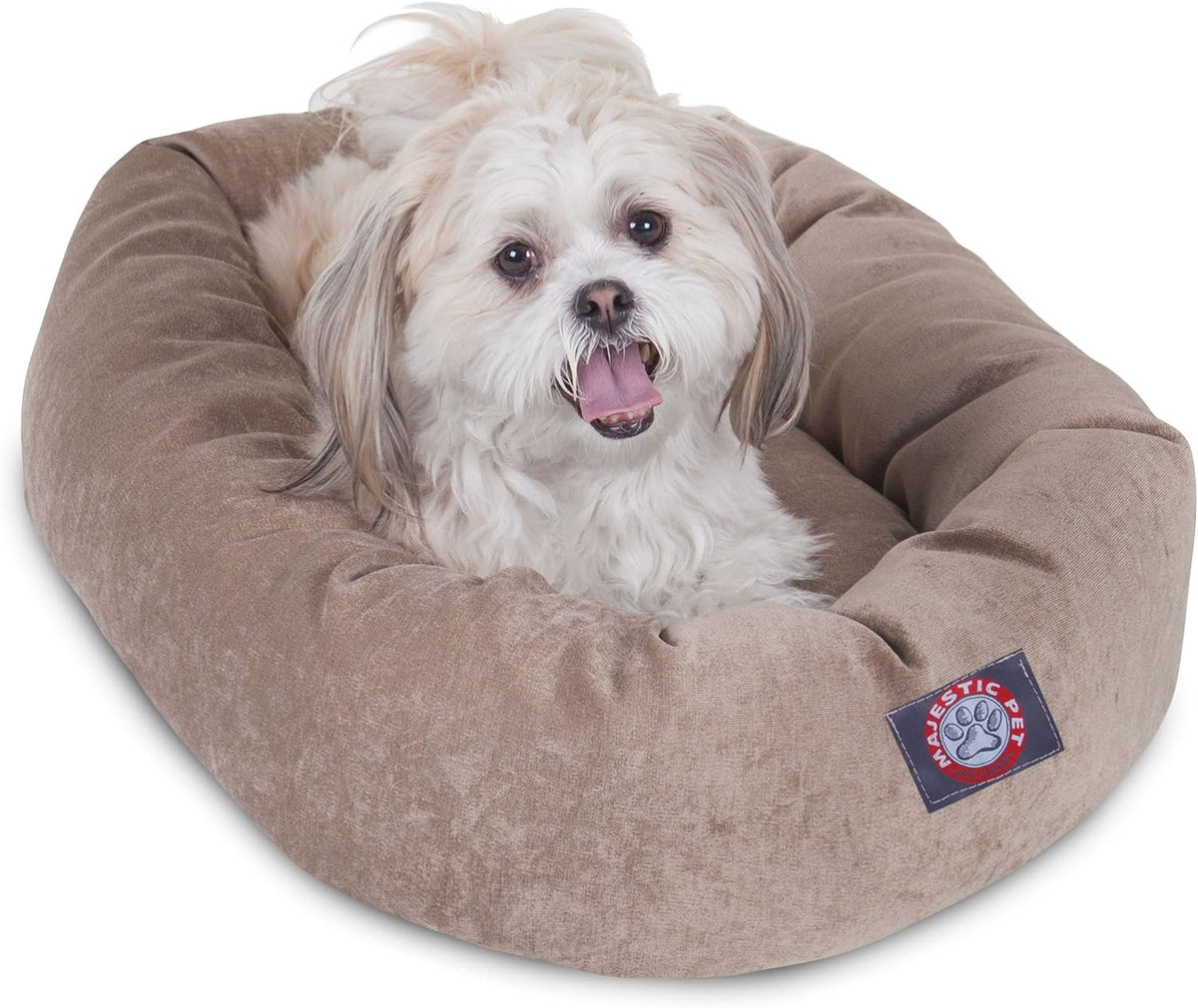 Majestic Pet Villa 24 Inch Shredded Memory Foam Dog Bed for Small Sized Dogs 24x19x7 Inch–Orthopedic Dog Bed - Durable Pet Bed - Washable Small Pet Bed with Head Support-Pearl
