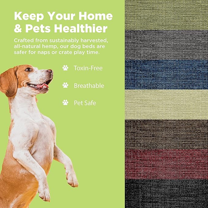 X-Small -24 x 18 x 4 - Cranberry Premium Organic Hemp Dog Bed - Organic Latex Fill - Removeable Cover