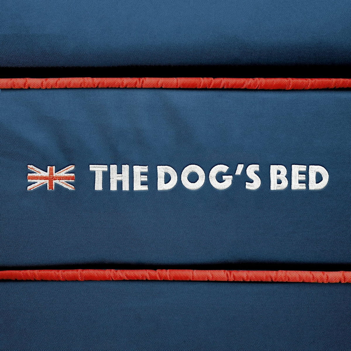 The Dog’s Bed Orthopedic Headrest Dog Bed XL Blue Oxford with Red Trim UK Flag Dog Bed 46x28, Memory Foam, Hip & Elbow Dysplasia, Post Surgery, Veterinary Approved, Waterproof Washable Cover